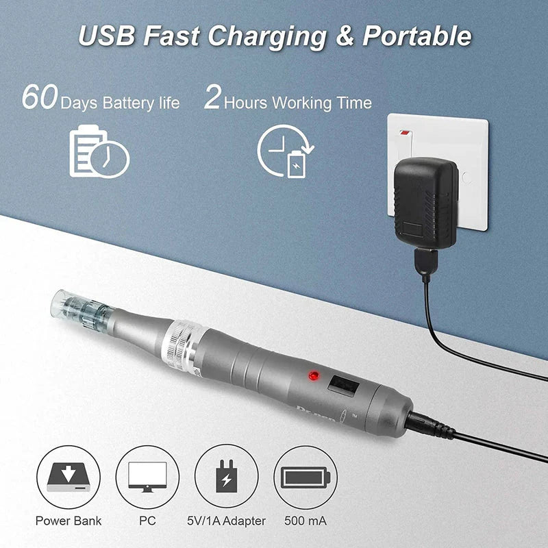 Pro-Level Microneedling System – Includes 12 Precision Cartridges for Glowing Skin